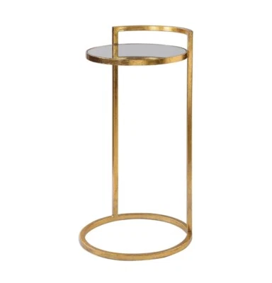 Uttermost Modern Side Table Mirror Top Cailin - 25.98” H 14.17” Diameter Forged - Image 1 of 3