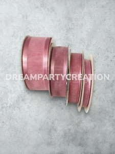 ROSY MAUVE Organza SATIN RAND transparentes Band 100 % Nylon Größe & Meterware wählbar - Bild 1 von 1