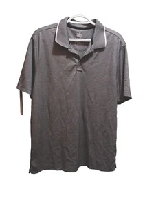 Rugby University Polo Shirt Mens Size Medium Black White Heathered Short Sleeve  - Picture 1 of 7