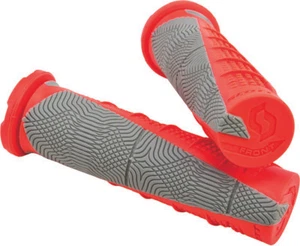 SCOTT DEUCE Dual Density Half-Waffle 7/8" ATV Grips Neon Red/ Grey - Foto 1 di 1