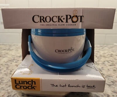 NEW IN BOX!! Crock Pot  Lunch Crock Travel Food Warmer, White/Blue 20oz  - Image 1 of 4
