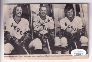 Gordie Howe Autographed 3x5 Magazine Page with Marty & Mark on Aeros JSA COA - Picture 1 of 2