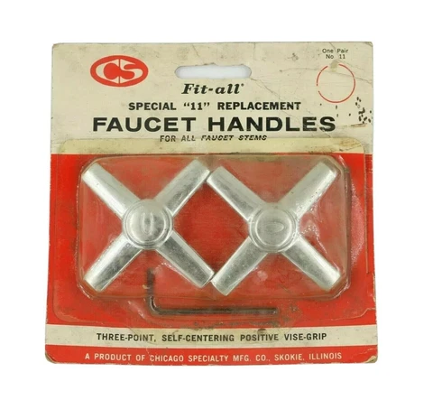 True Vintage 1950s MCM Mid Century Modern Chrome Cross Faucet Handles -Made USA Cover