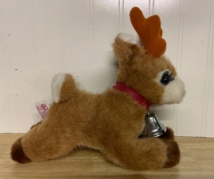 Peluche vintage Russ renna luccicante Natale peluche peluche campana 9" - Foto 1 di 4