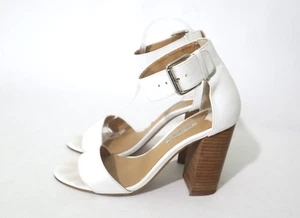 Tony Bianco Size 8 Womens Leather White Multi Open Toe Mule Strappy Block Heel - Picture 1 of 6