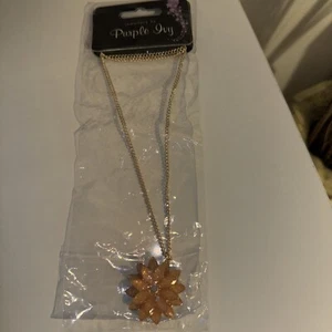 Necklace Peach Flower Gold Chain New Purple Ivy Jewellery - Picture 1 of 3