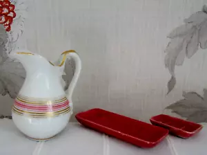 Ancienne dinette porcelaine Set de toilette Broc porte savon 1940/50 VINTAGE - Imagen 1 de 7