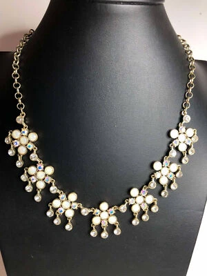 3623 Bella Jack Goldtone opal rhinestone bridal collar station necklace 18-20" - Image 1 of 3