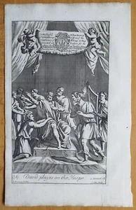 David plays the harp - Large Engraving English Bible - 1701 - Picture 1 of 2