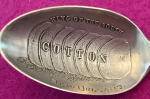 Cotton Bale King of the South New Orleans Louisiana 5.7" Sterling Souvenir Spoon - Picture 1 of 8