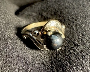Vintage Sterling Silver 925 Swirl Size 4.5 Prong Set Black Pearl Pinky Ring - Picture 1 of 7