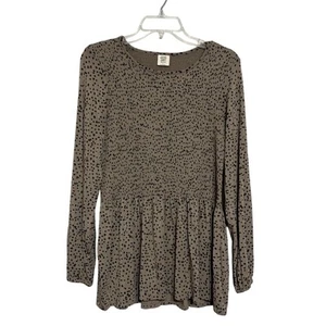 Matilda Jane Good Hart GH City Limits Top size L Large Spotted Peplum Top Preppy - Picture 1 of 5