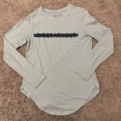 Under Armour Long Sleeve Shirt Women’s Small Shirttail Logo Mint Loose Heatgear - Image 1 of 4