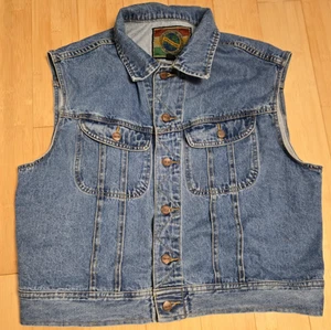 Vintage 90s Structure Denim Sleeveless Biker Vest Size XL - Picture 1 of 8