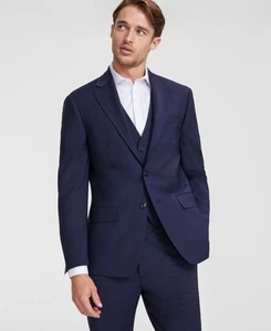 Calvin Klein Mens Slim fit Suit Jacket Blazer 38 S Blue Solid Stretch - Picture 1 of 1