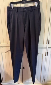 Haggar Mens Slim Cool Right Performance Flex Dress Pants 30 x 32 Black Career - Picture 1 of 7