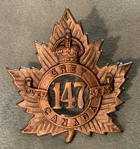 WWI 147th (Grey) Overseas Battalion Canadian Expeditionary Force Cap Badge - Picture 1 of 4