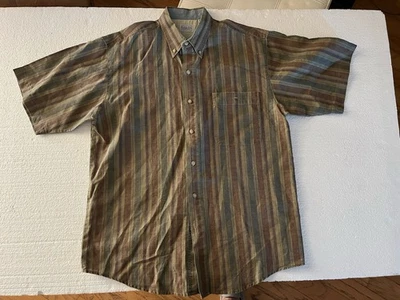 Bugle Boy Co Vintage Shirt Men’s Size Medium Gray Striped Shirt Button Up  - Image 1 of 4