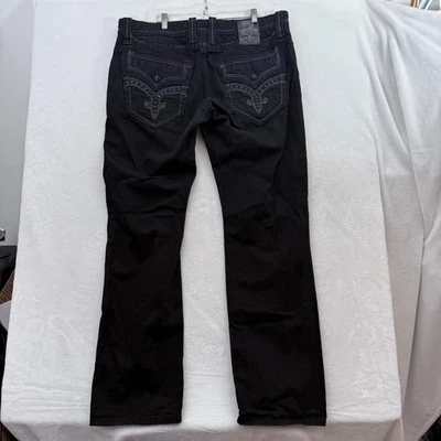 Rock Revival Jeans Mens 40 (38x33) Black All Straight Rhinestones Embellished - Image 1 of 4