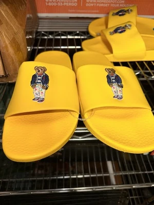 Polo Ralph Lauren Estampado de Oso Para Hombre Diapositivas Amarillo Hombre Talla 14 Limitado Foto 1 de 4