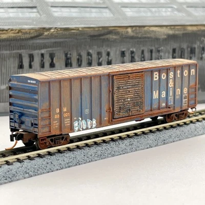 Micro-Trains N Scale Boston Maine 50ft Rib Side Boxcar Weathered BM 80021 - Image 1 of 4