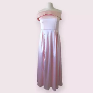 SHEIN Pink Satin Dress Size L Aurora Princess Off Shoulder Maxi Costume - Picture 1 of 9