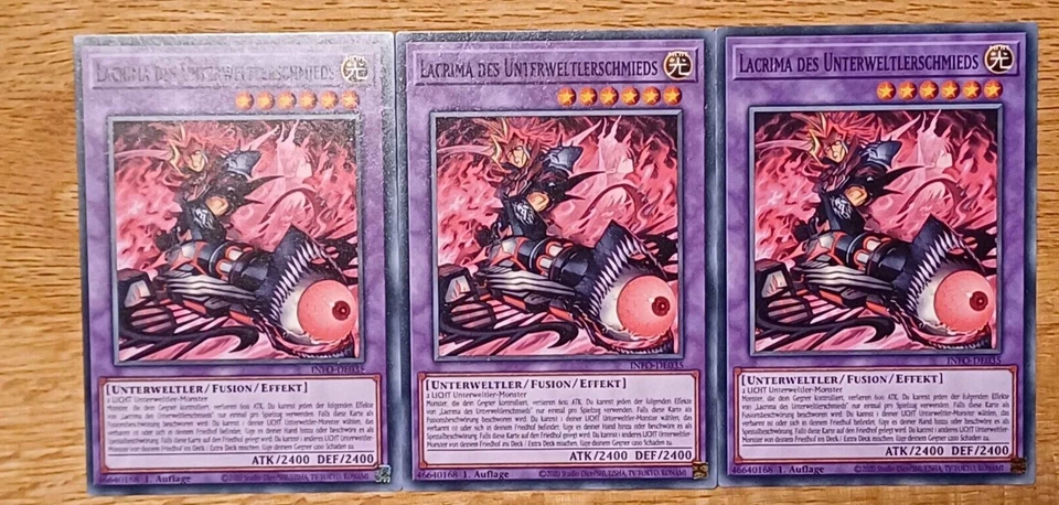 YuGiOh! 3x Lacrima des Unterweltlerschmieds - INFO-DE035 - Common - NM - 1. Edit - Bild 1 von 1