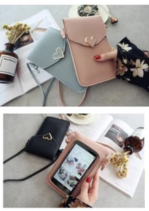 Women Pink Pouch Cross Shoulder Transparent Girls Mini Phone Bag Casual Wallet - Picture 1 of 5