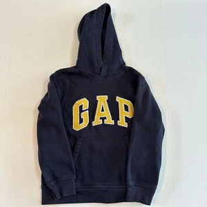 Gap Kids Classic Comfy Sweatshirt Hoodie Navy Blue Gold Letter Stitch Size M - Picture 1 of 9
