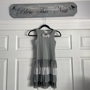 Hanna Andersson tiered twirl dress Size 140 (10) Gray Color Sleeveless - Picture 1 of 8
