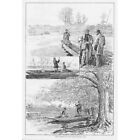 Chubb Fishing on the River Avon, Warwickshire - Antique Print 1892