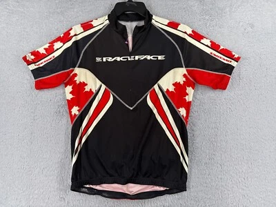 Race Face Cycling Jersey Adult Medium Black Red 1/2 Zip Pockets READ ME Canada - Image 1 of 4