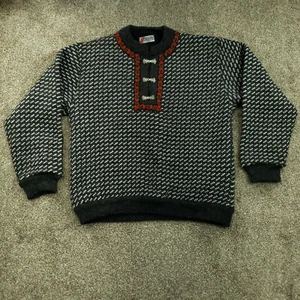 BERGENS Sweater Women Medium Gray Wool Pullover Jumper NORWAY Nordic Clasp EUC - Picture 1 of 16