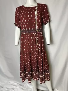 Jen's Pirate Booty Womens Size L Maxi Dress Asymmetric Button Graphic Midi - Picture 1 of 6