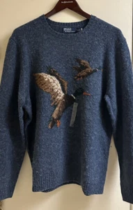 Bnwts Polo Ralph Lauren Mallard Duck Wool Crewneck Sweater Suede Elbow XXL $398 - Picture 1 of 7
