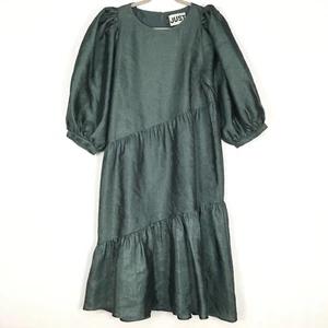 JUST FEMALE Lined Mae Dress Size XS Green Balloon Sleeve EUC - Picture 1 of 12