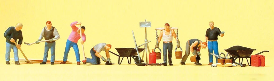  HO Preiser 10546 Street Workers Tarring the Road (with Accessories) FIGURES  - Image 1 of 1