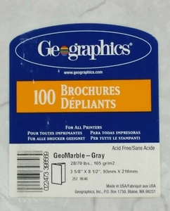 Geographics Tri-Fold Brochure Gray GeoMarble Pattern 28Lb, Pack of 100 - Picture 1 of 2