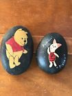 Estate Lot Of 2 Pooh & Piglet Painted Oval Black Rocks – 5/8th’s Inches High X 4 For Sale