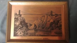 Copper Engraving SUSPENSION BRIDGE FROM RIVER BANK CLIFTON ILLUSTRATED  - Picture 1 of 6