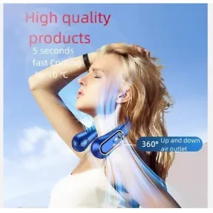 Portable Neck Fan Blue Neckband Air Cooler Pro Style USB Rechargeable - Picture 1 of 4