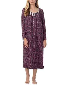 Nwt $72 Eileen West Black/Pink 100% COTTON KNIT Long Sleeve Ballet Nightgown 3X - Picture 1 of 5