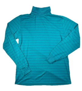 De colección Años 90 LL Frijol Rayas Cuello Alto Verde azulado con Rayas Púrpura Hecho en EE. UU. Preppy - Imagen 1 de 8