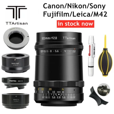 TTArtisan 100mm F2.8 Full Frame Lens for Nikon Canon Sony Fujifilm Leica-M M42  - Image 1 of 4