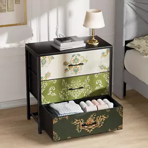 Nightstand, End Table, Bedside Table, Small Tall Boho Dresser for Bedroom with 3 - Picture 1 of 9