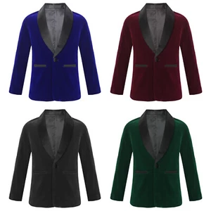Kids Boys Long Sleeve One-Button Coat Tuxedo Suit Jacket Lapel Formal Blazer - Picture 1 of 37