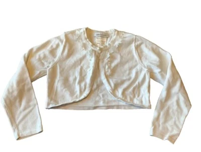 Cárdigan Bonnie Jean Botón Abierto Suéter Jóvenes Niñas Talla S Pequeño Blanco Flor Foto 1 de 4