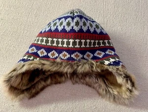 NWOT Hanna Andersson Size XS 6-12M Trapper Hat Faux Fur Lined Fair Isle Knit - Picture 1 of 7