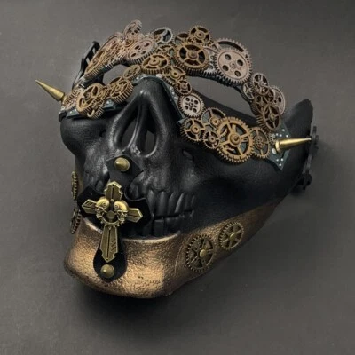Hombres Steampunk Esquelético Retro Engranajes Media Mascarada Calavera Máscara Custome Juegos con disfraces Foto 1 de 4