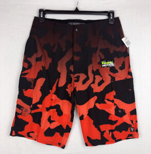 NEW $40 UNIVIBE Mens Shorts Walkshort and Boardshort In One Red Black Size 30